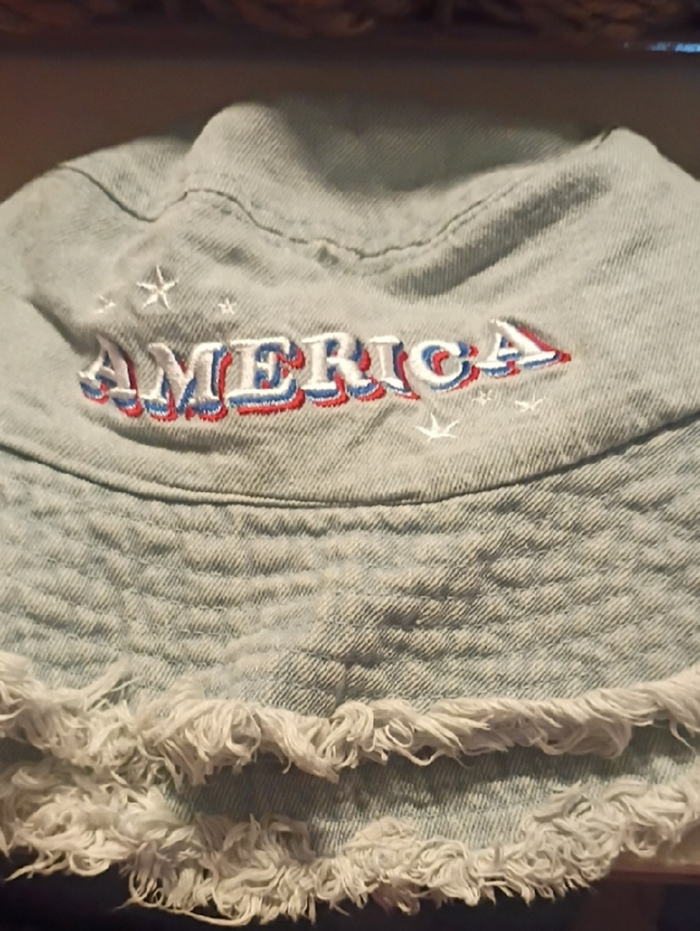 Claire's Light Blue Denim Bucket Hat with Embroidered Lettering